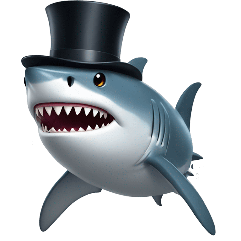 Shark with a top hat emoji