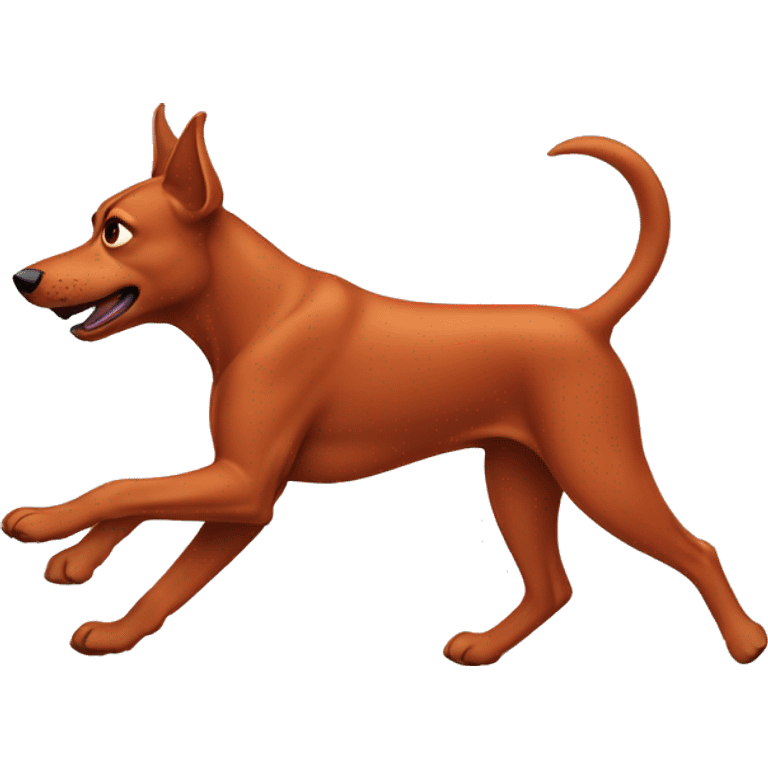 solid red dog with pointed ears running emoji