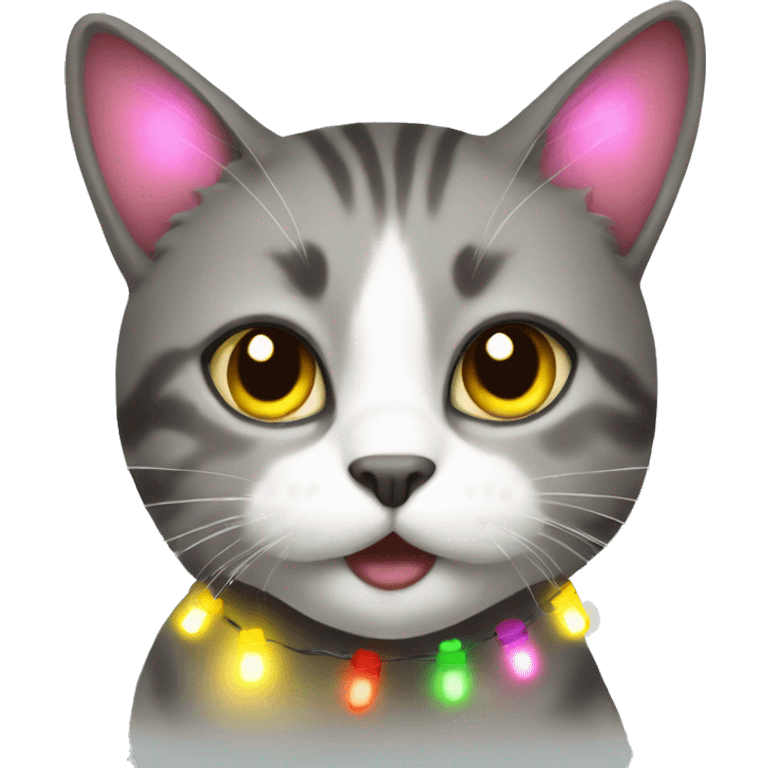 Cat with Christmas lights  emoji