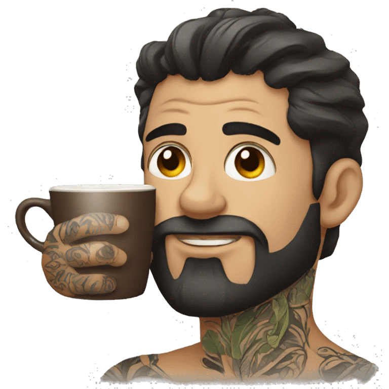 tattooed men drinking coffee emoji