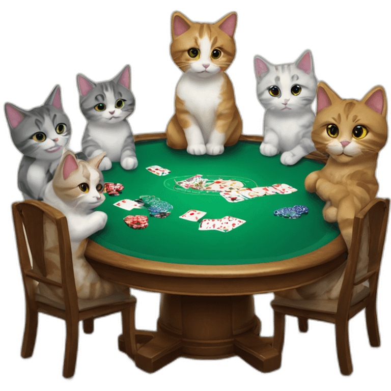 Kitties on a poker table emoji