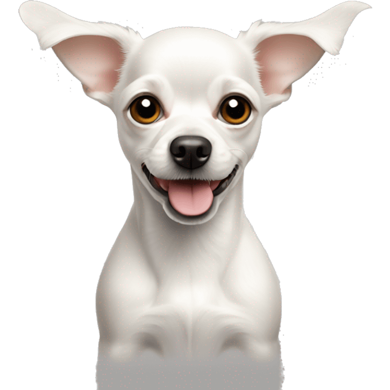 White Chihuahua poodle mix with pointy ears emoji