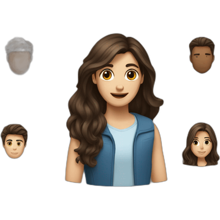 Dark brown hair man and brown long hair woman emoji