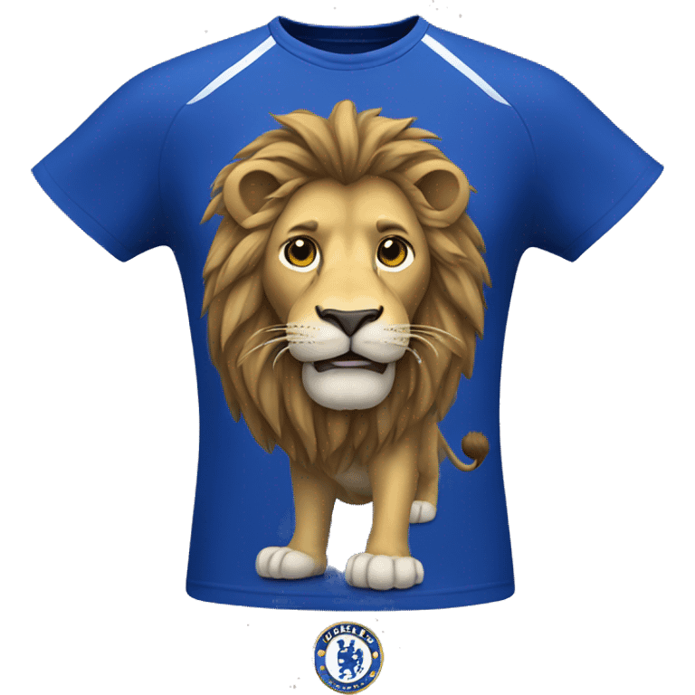 lion with Chelsea football club shirt emoji