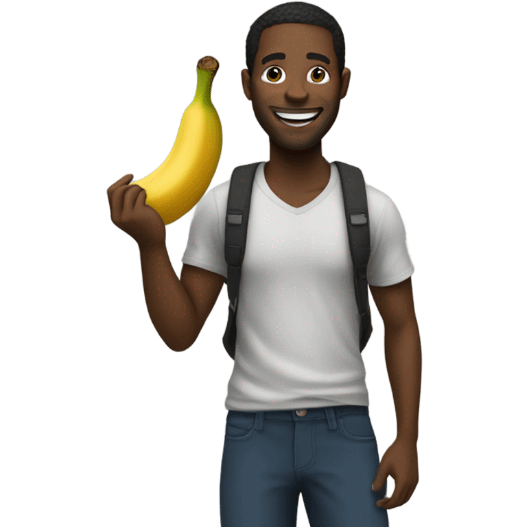 Black man holding banana emoji