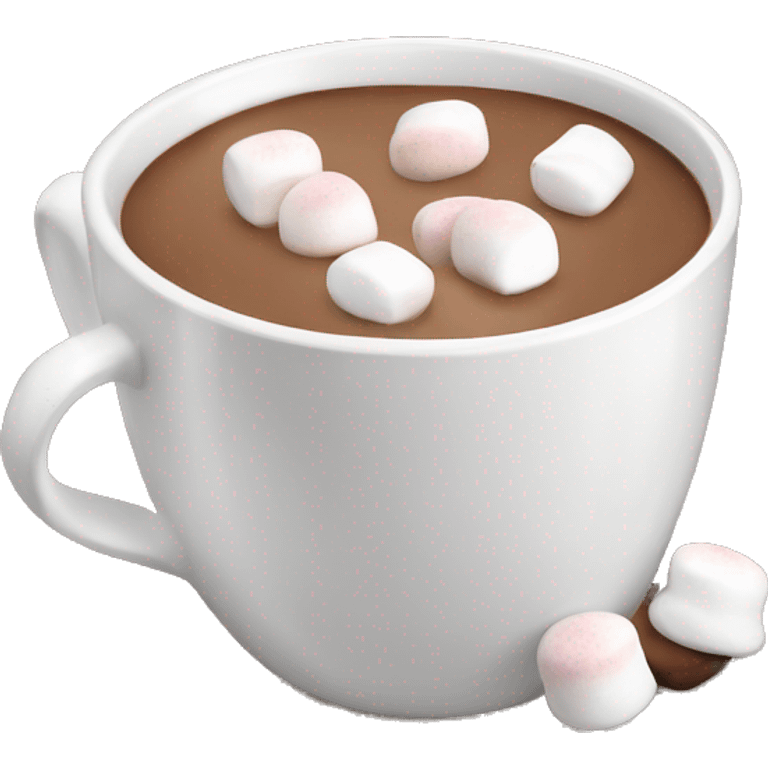 White mug with hot cocoa and marshmallows in it emoji