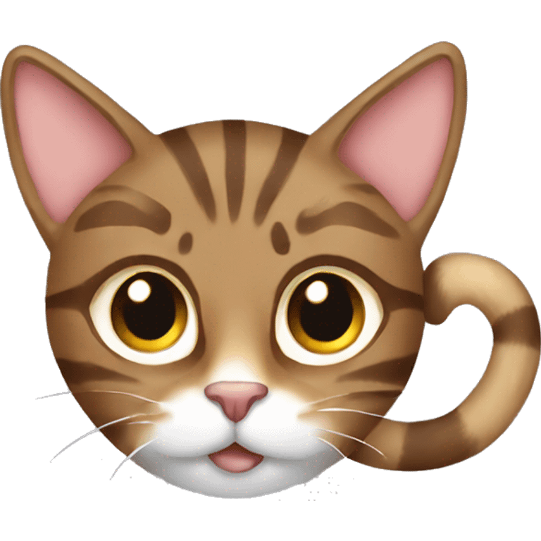  A brown tabby cat drinks coffee emoji