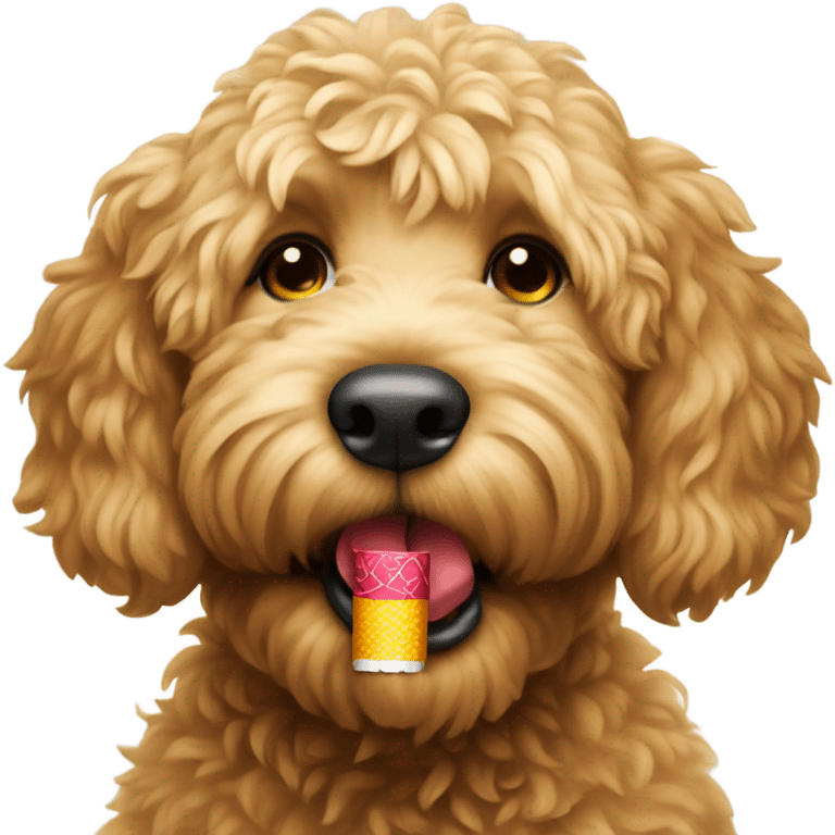 Golden doodle dog smoking a cigarette  emoji