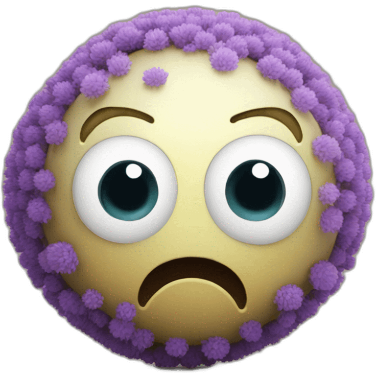 3d sphere with a cartoon allium texture with big childish eyes emoji