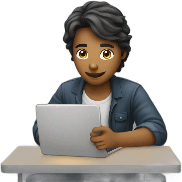 A student working with a phone in class emoji