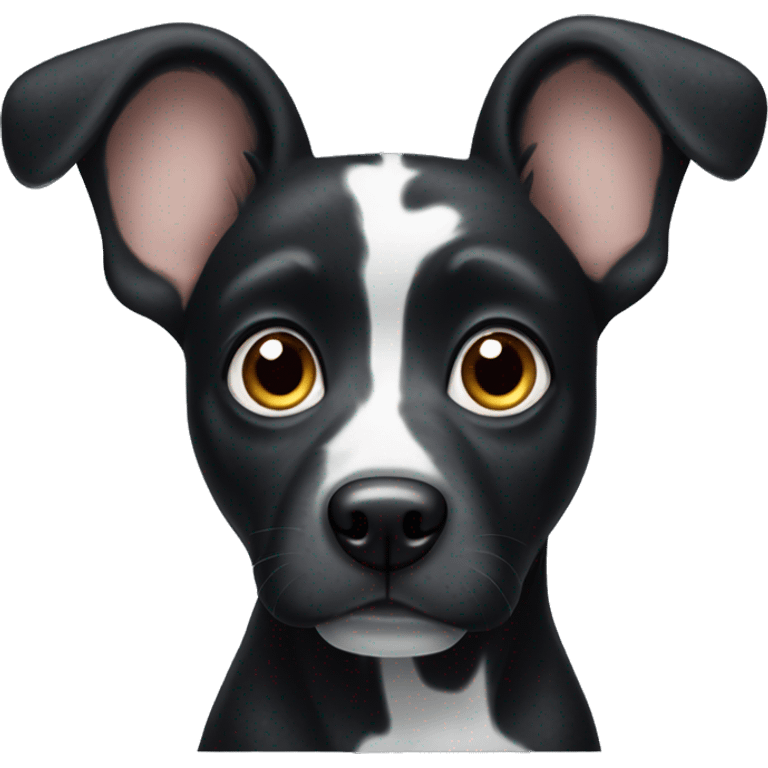 Black dog with white spots and big ears  emoji