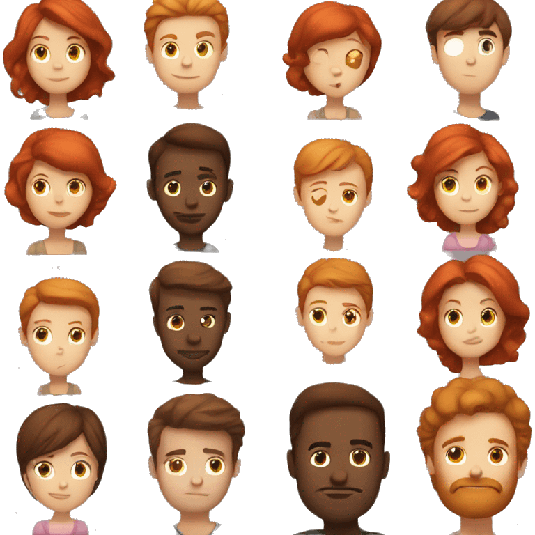 brunette guy kisses redhead girl emoji