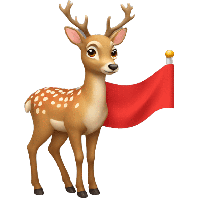 deer with red flag emoji