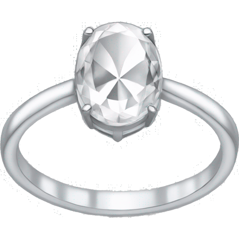 Oval diamond on a silver band ring emoji