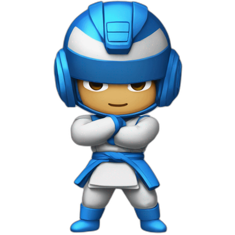 Megaman wearing a Jiu-Jitsu gi emoji