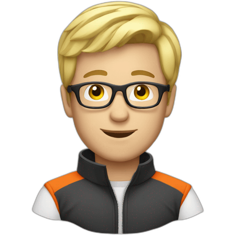 blond guy short hair and glasses on a karting emoji