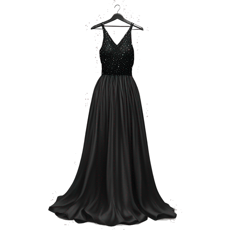 Extravagant maxi sparkling silk dress in black colour on hanger emoji