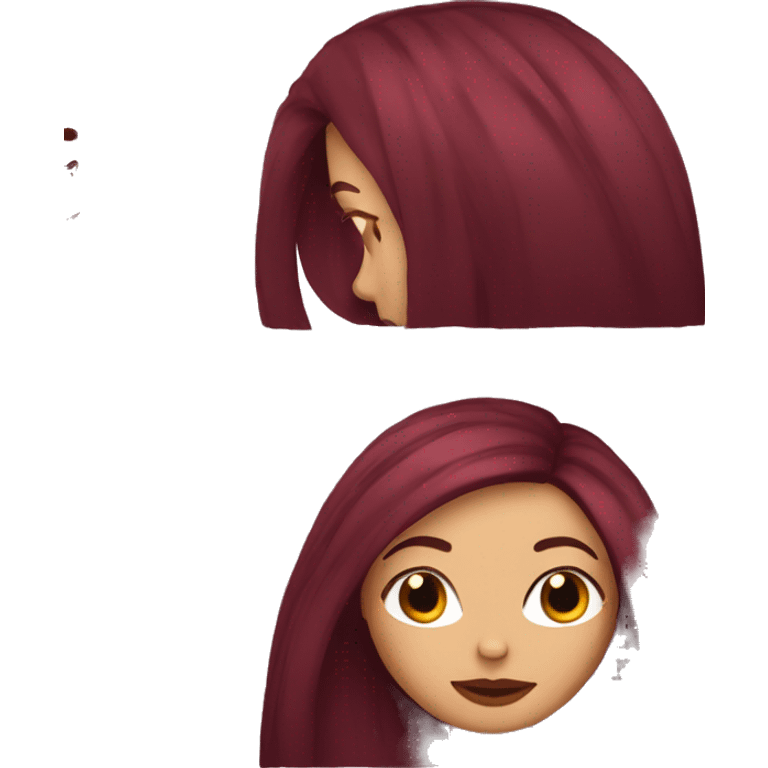 Tattooed woman with long straight burgundy hair emoji