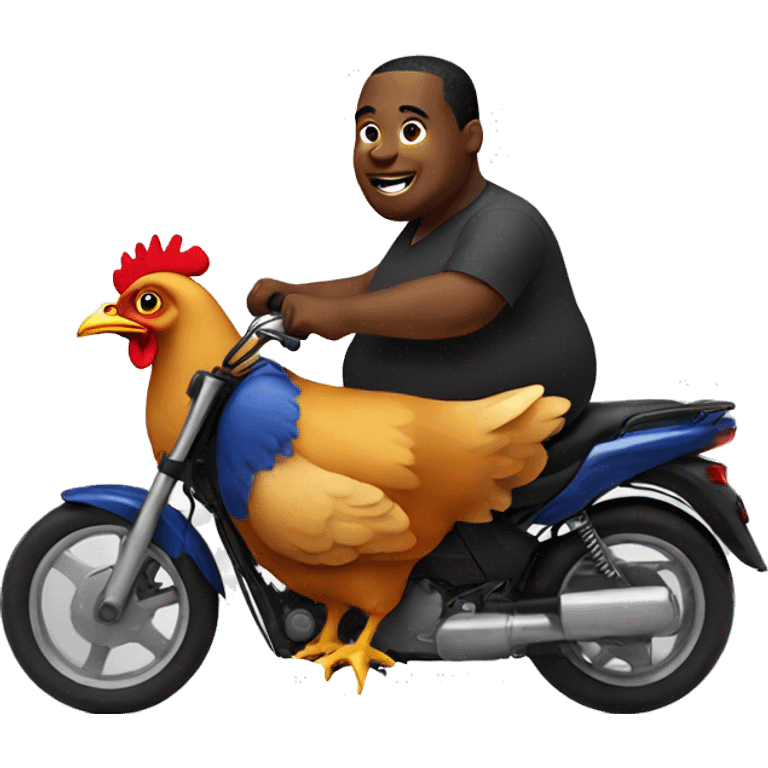 Fat black man riding a chicken emoji