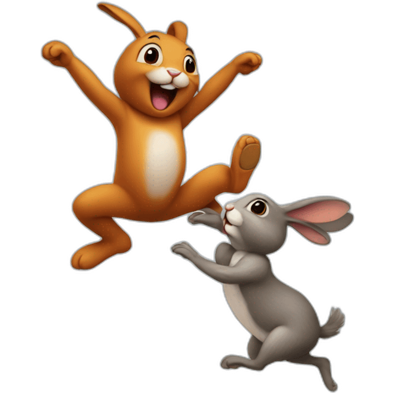 Rabbit dancing with ant emoji