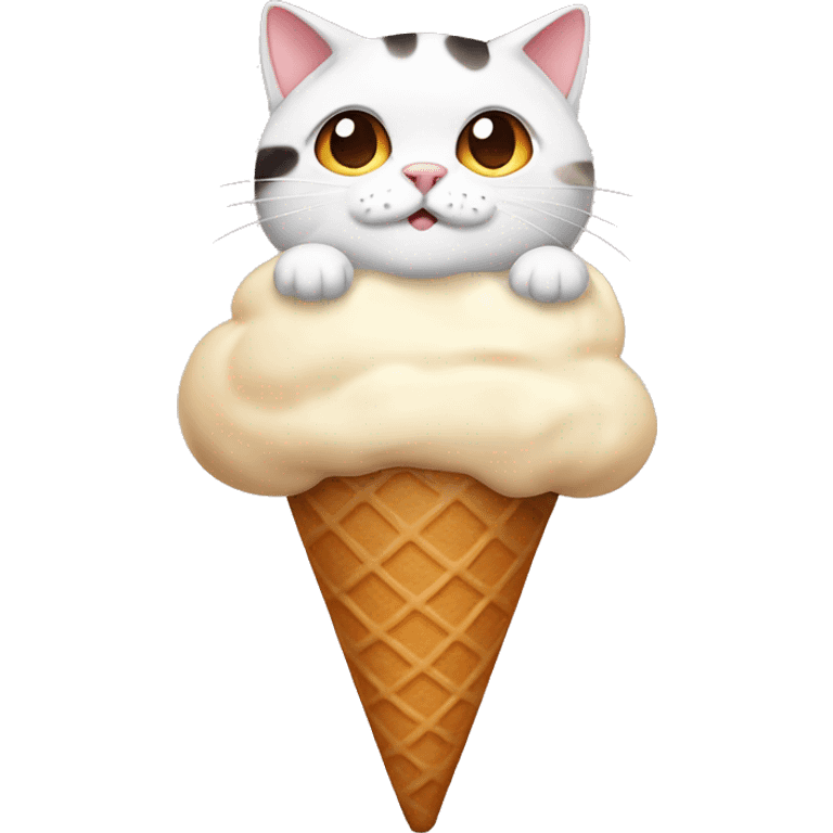 Icecream with fat calico cat emoji