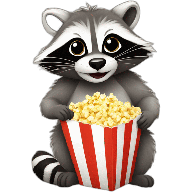 Racoon eating popcorn emoji