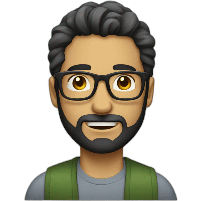 man with glasses and beard with good hairstyle like coder emoji