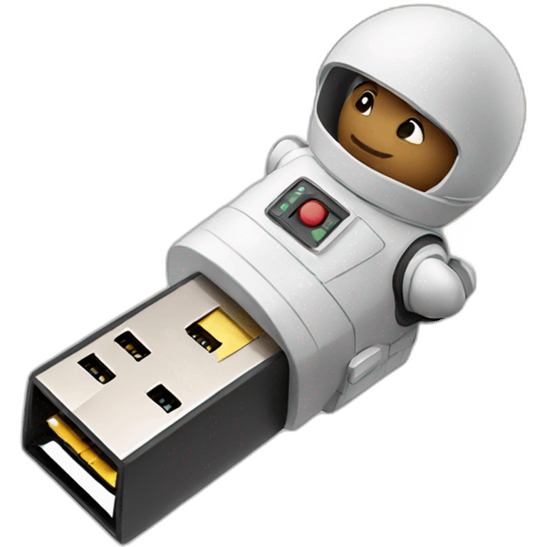 man riding a usb flash drive to space emoji