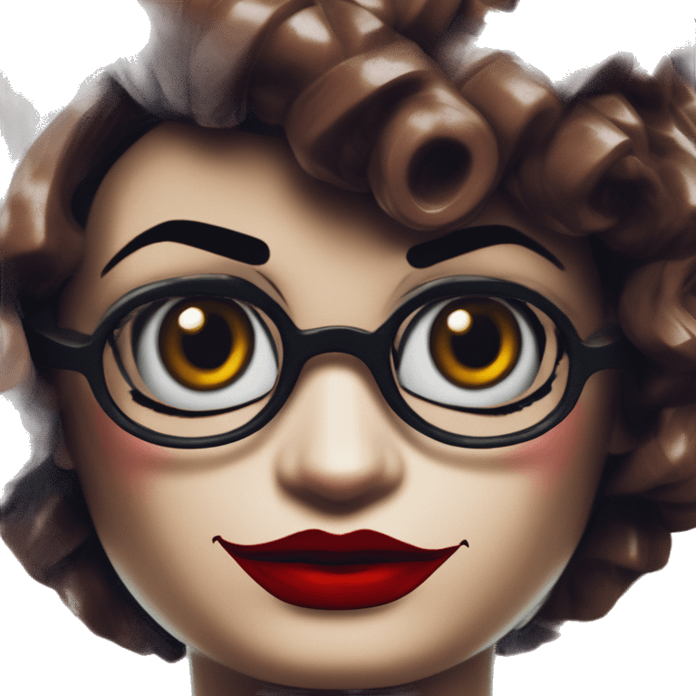 Harry Potter Lego in Harley Quinn style, oil paint, mysterious eyes, intricate lips, masterpiece portrait, odd perspective, beautiful, desirable, logical emoji