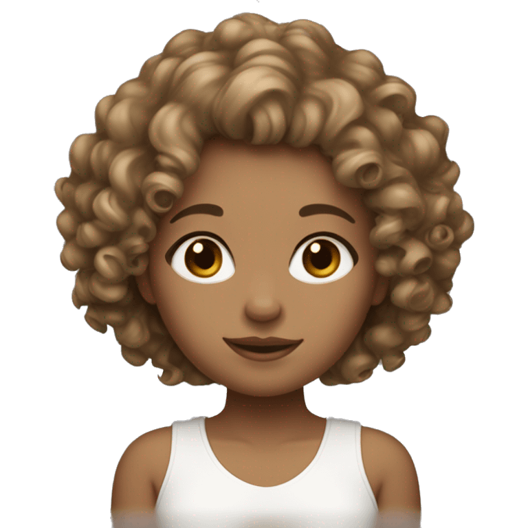 Girl , curly hair (3a-2c-3b) light brown hair , her skin white she had brown eyes and she’s pretty she puts makeup , and she’s short  emoji