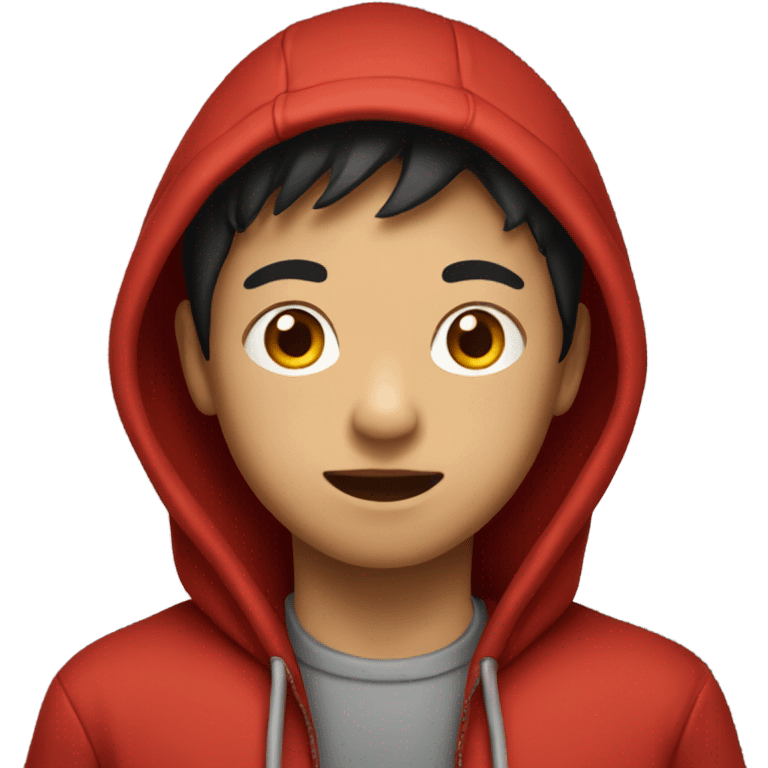 Asian Boy wearing red gloves and a hoodie emoji