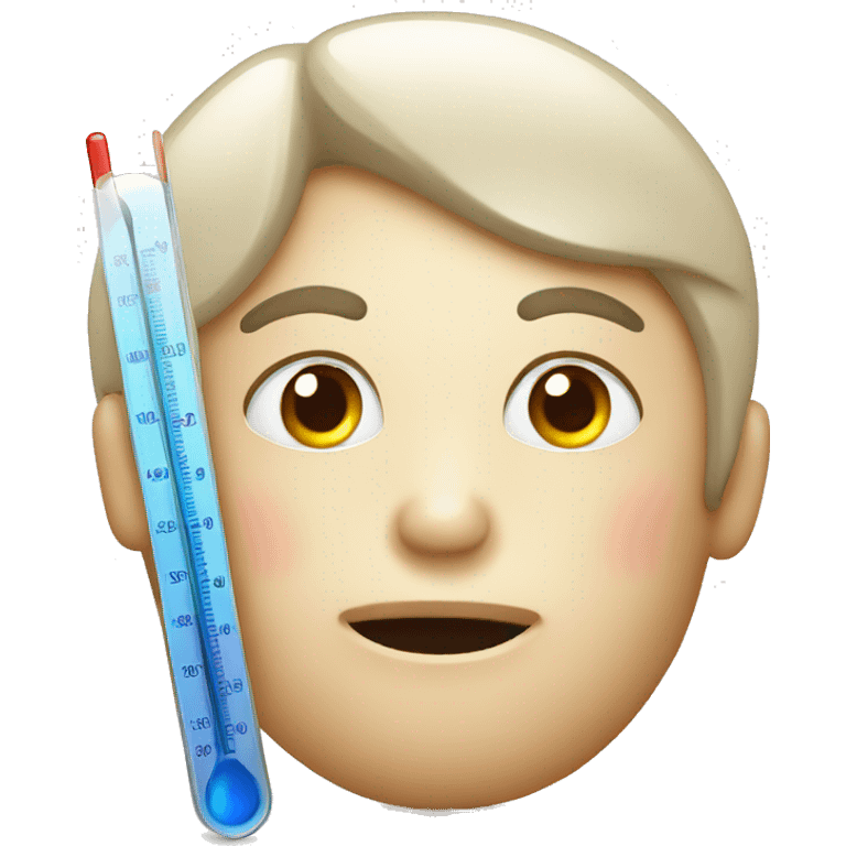 human face, fever, high temperature thermometer emoji