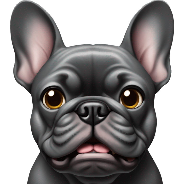 Dark gray french bulldog angry  emoji