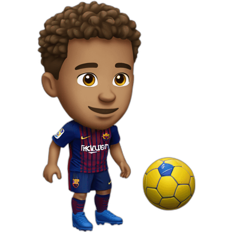 Neymar Jr with the ball on the Fc Barcelona emoji