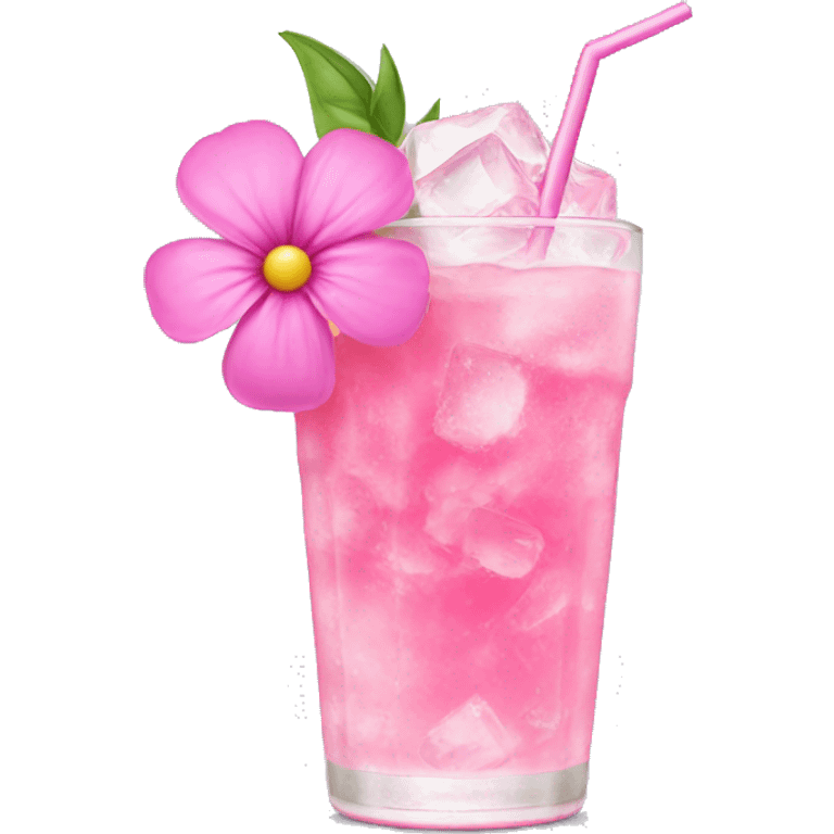 Flower pink drink with ice emoji