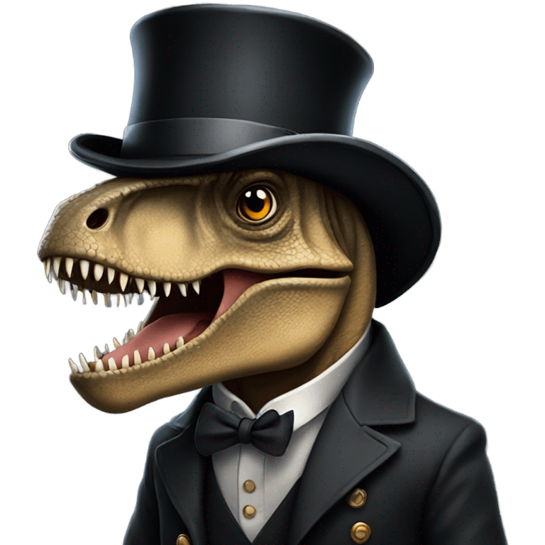 T. rex with a top hat emoji