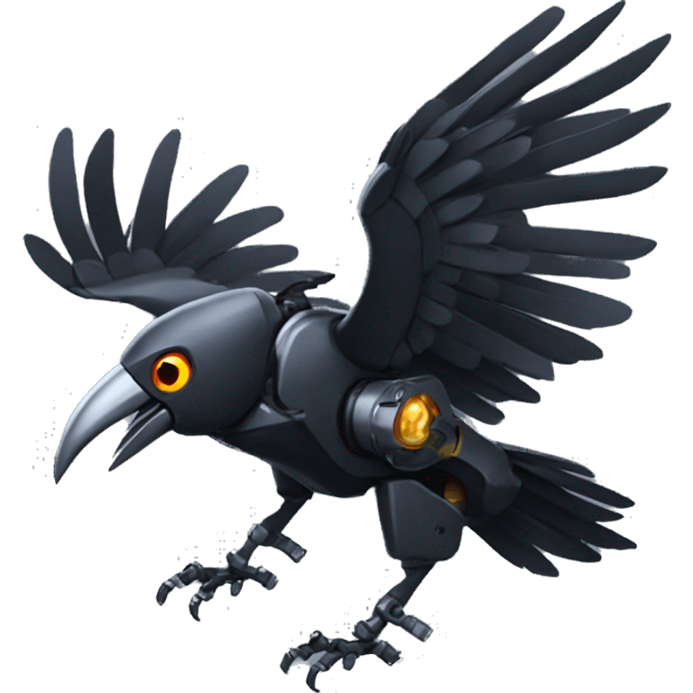 Mecha crow flying emoji