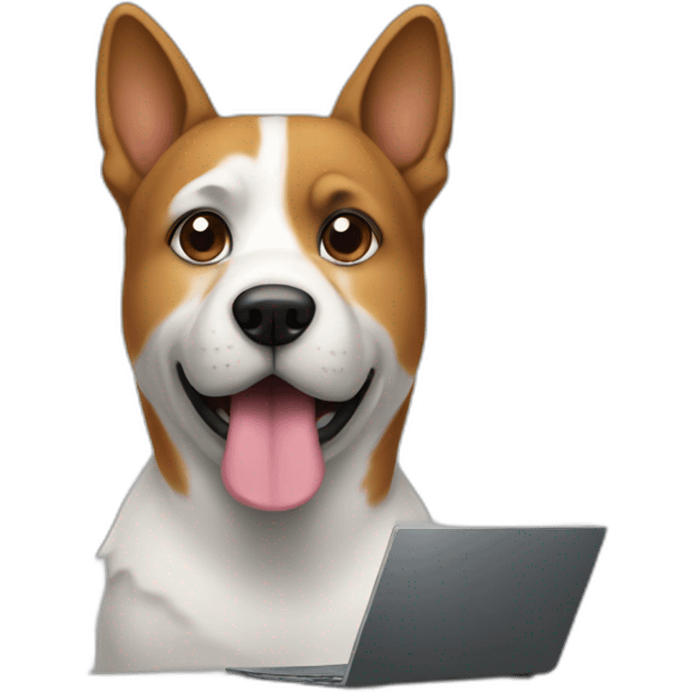 developer dog infort of computer emoji