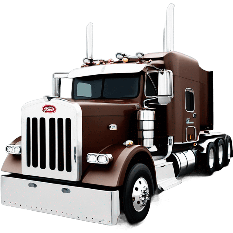 Peterbilt 389 brown cherry with flat top and slash cut exhaust stacks emoji