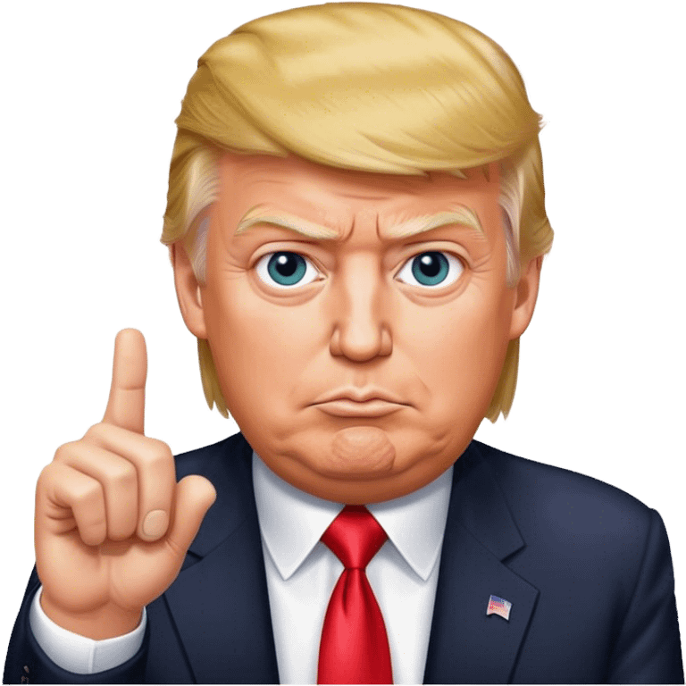 Donald Trump shows one finger photorealistic hyperrealistic emoji