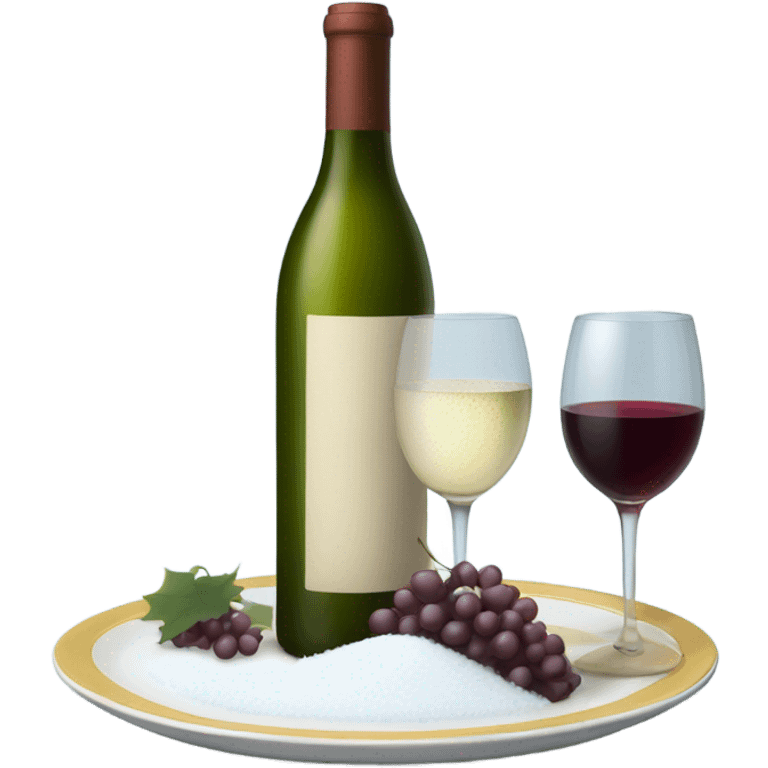 Wine bottle and plate of snow emoji