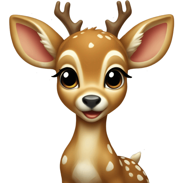 Baby deer sits and rejoices at the gift emoji