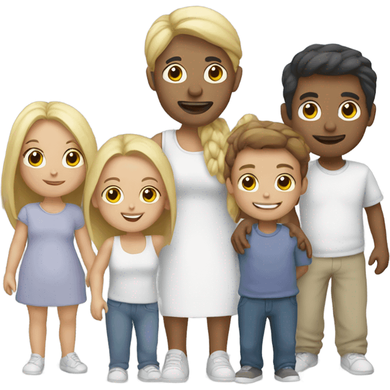 Couple with 4 kids white  emoji