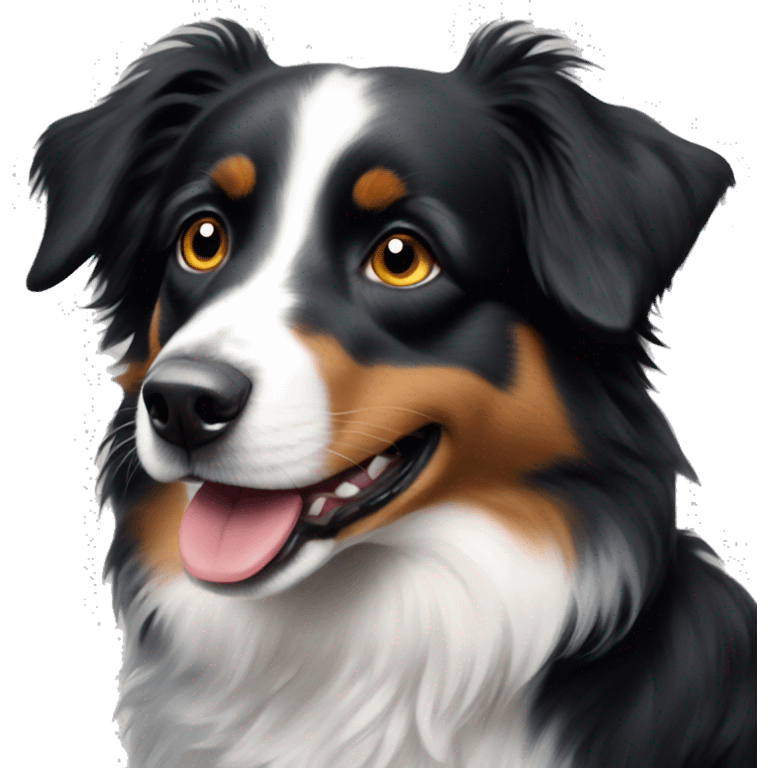 Small black australian shepherd dog painting art emoji