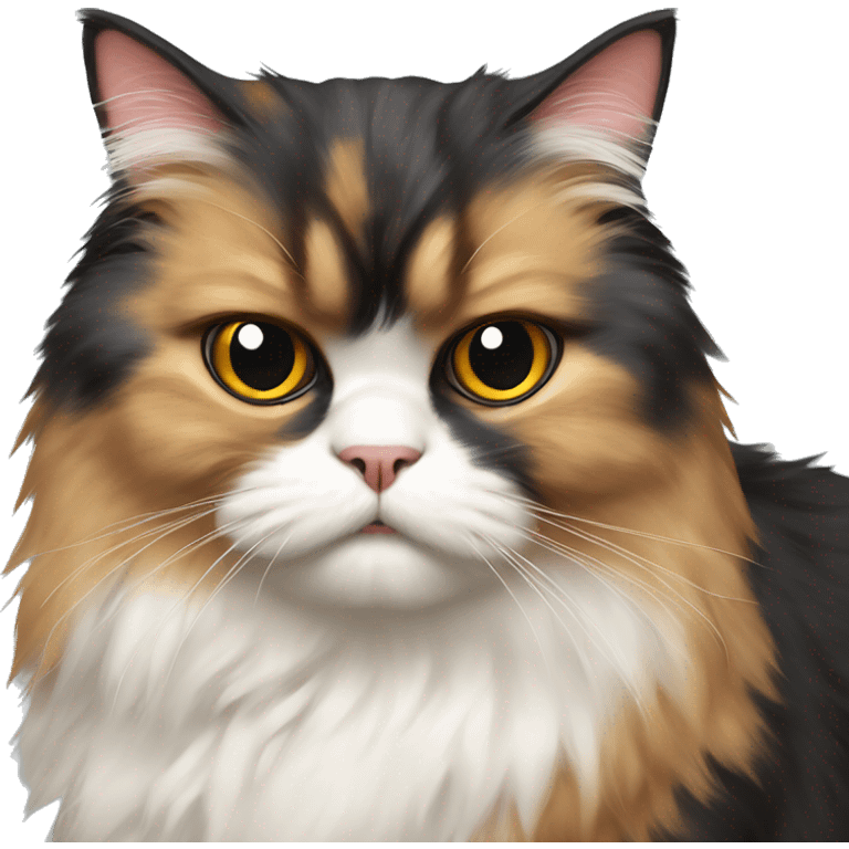 Grumpy calico Persian cat emoji