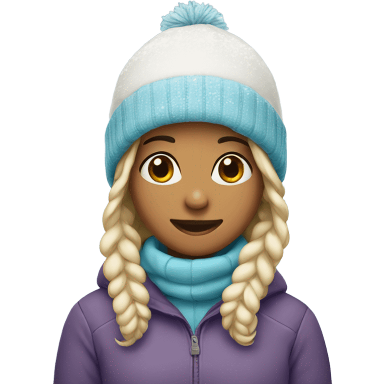 a girl with a snowy beanie emoji