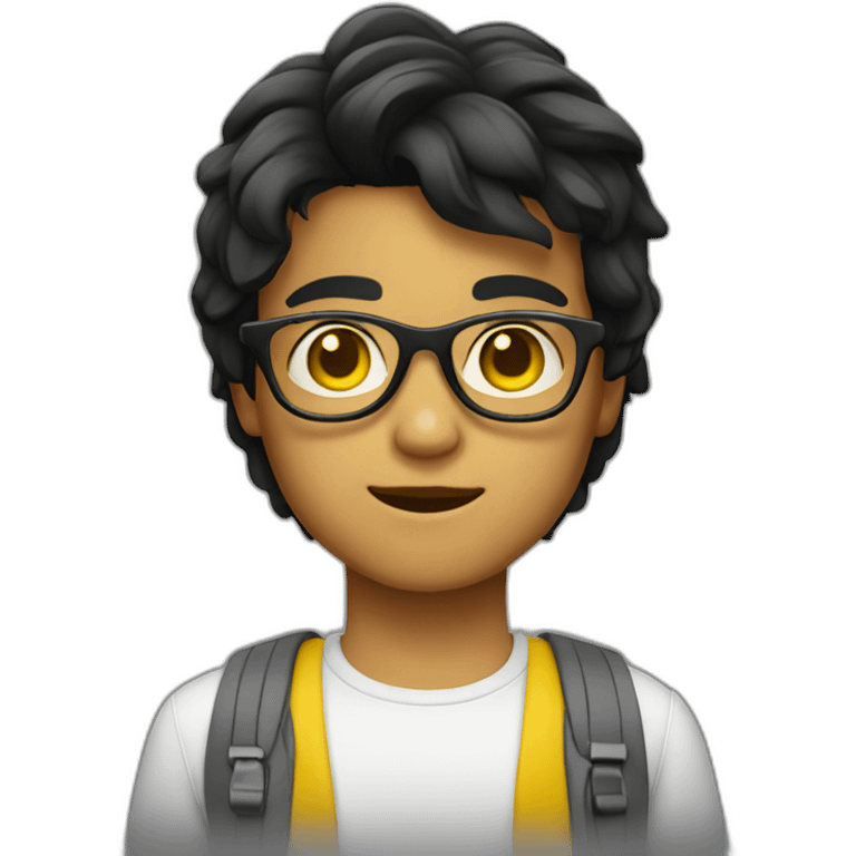 boy with yellow tinted glasses and combed black hair  emoji