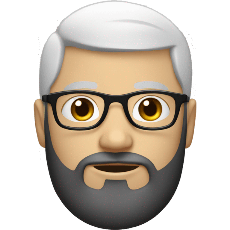 White boy with black hair and black beard and round white glasses , thin  emoji