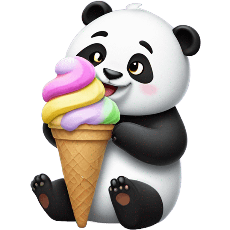 Panda eating ice cream emoji