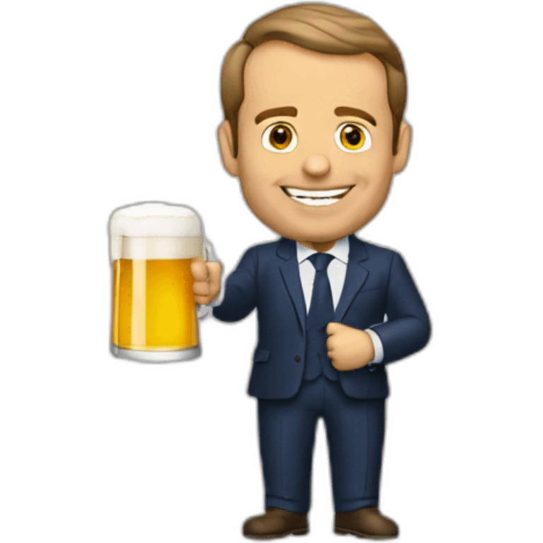 Macron buvant une bière emoji